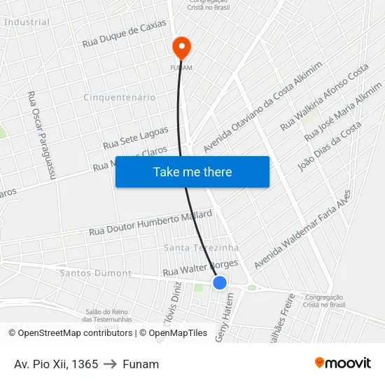 Av. Pio Xii, 1365 to Funam map