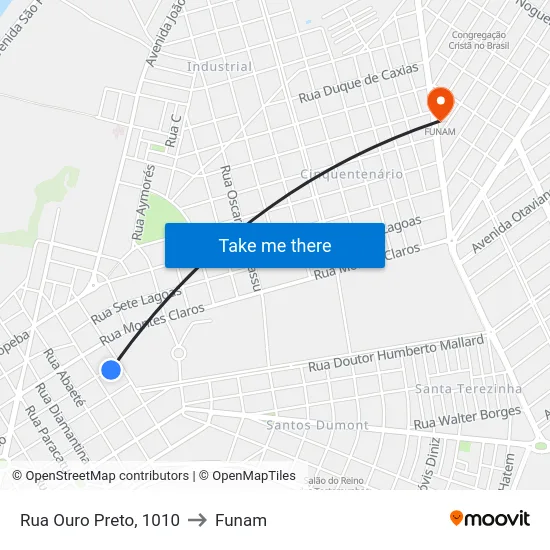 Rua Ouro Preto, 1010 to Funam map