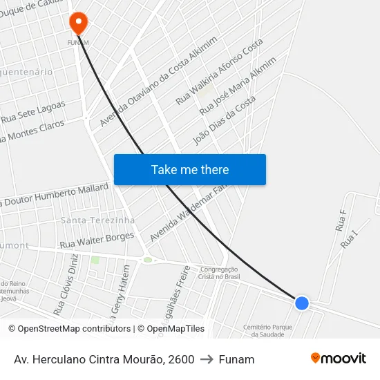 Av. Herculano Cintra Mourão, 2600 to Funam map