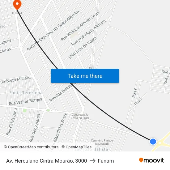 Av. Herculano Cintra Mourão, 3000 to Funam map