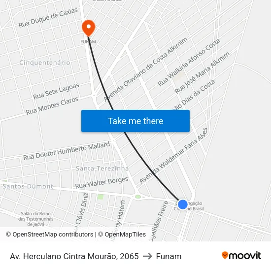 Av. Herculano Cintra Mourão, 2065 to Funam map