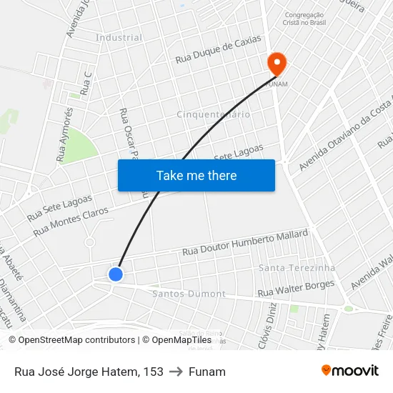 Rua José Jorge Hatem, 153 to Funam map