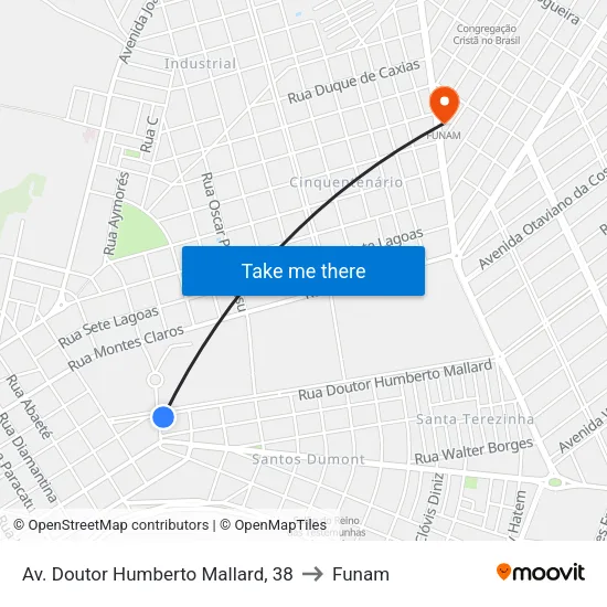 Av. Doutor Humberto Mallard, 38 to Funam map