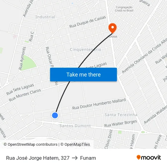 Rua José Jorge Hatem, 327 to Funam map