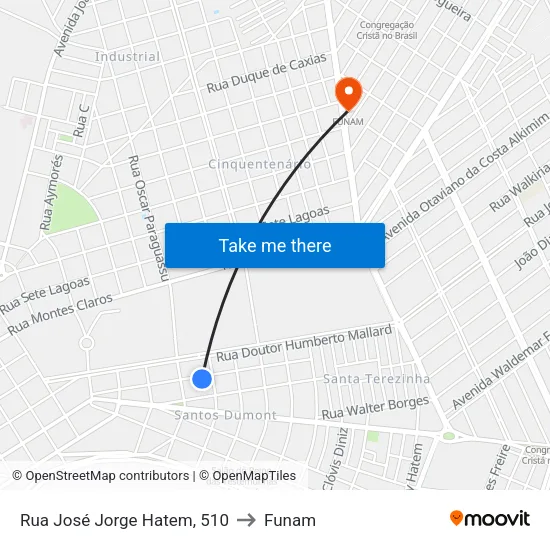 Rua José Jorge Hatem, 510 to Funam map