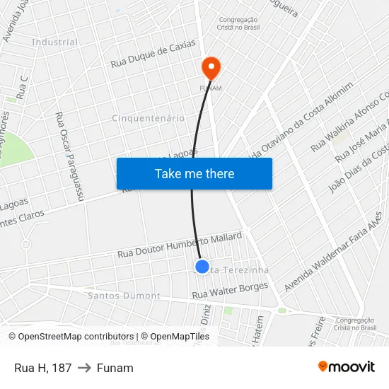 Rua H, 187 to Funam map