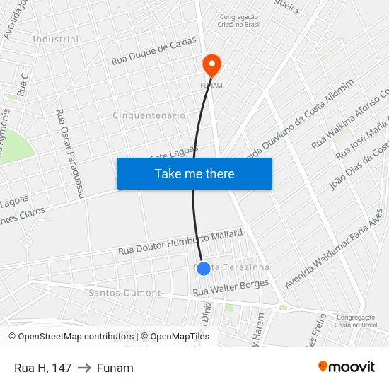 Rua H, 147 to Funam map