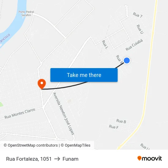 Rua Fortaleza, 1051 to Funam map