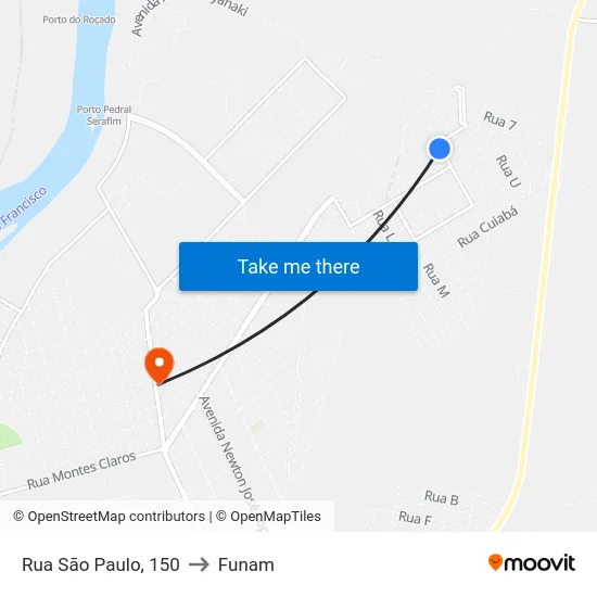 Rua São Paulo, 150 to Funam map