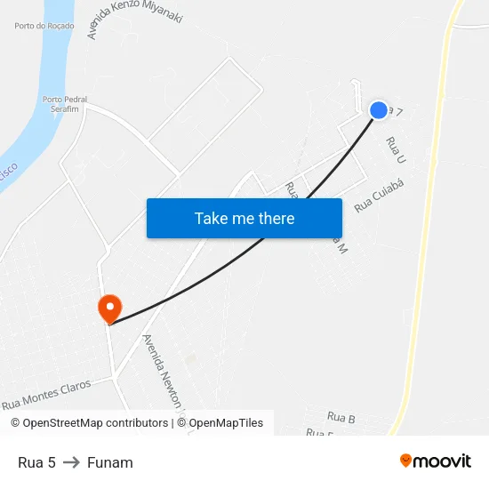 Rua 5 to Funam map