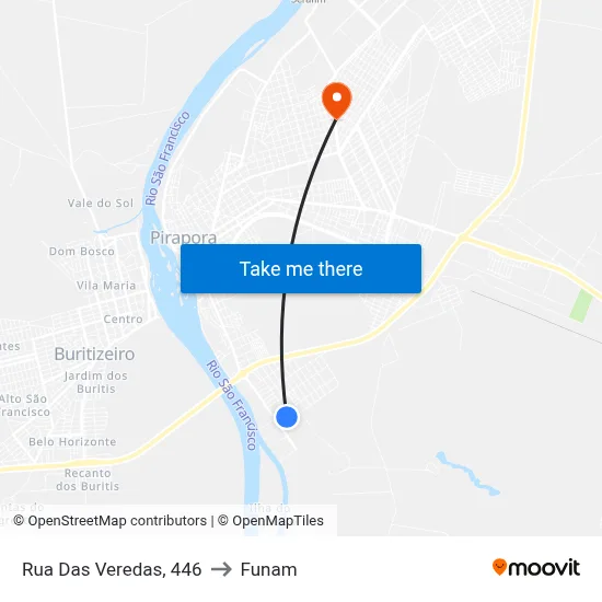 Rua Das Veredas, 446 to Funam map