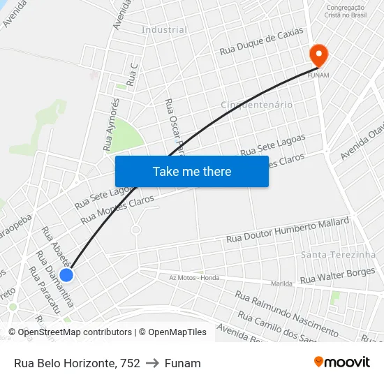 Rua Belo Horizonte, 752 to Funam map