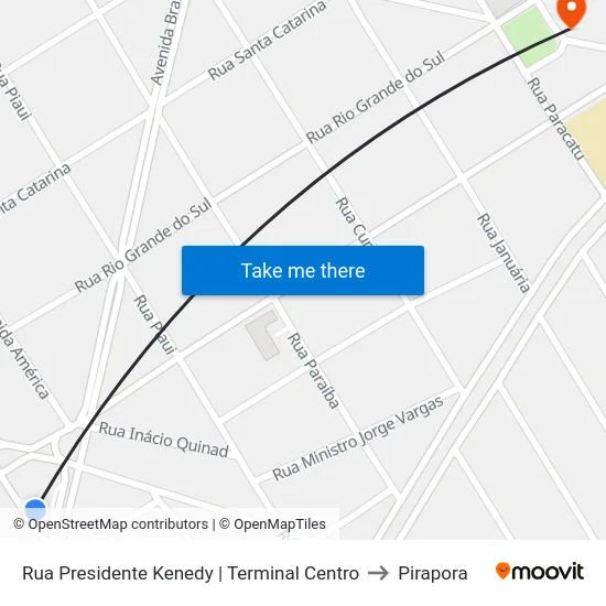 Rua Presidente Kenedy | Terminal Centro to Pirapora map