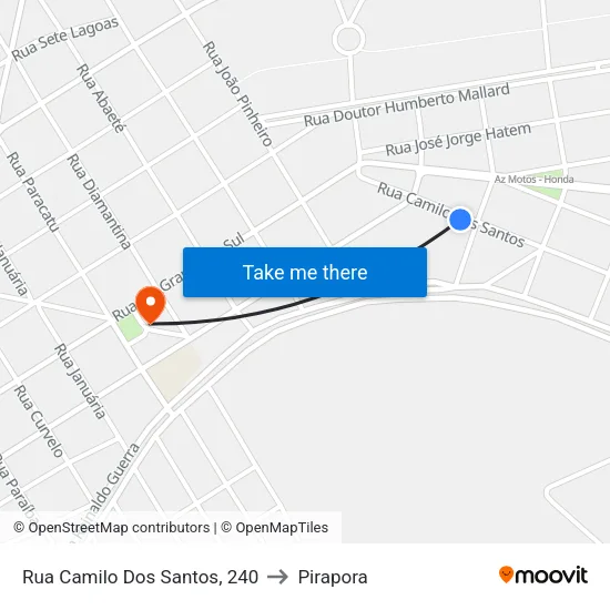 Rua Camilo Dos Santos, 240 to Pirapora map