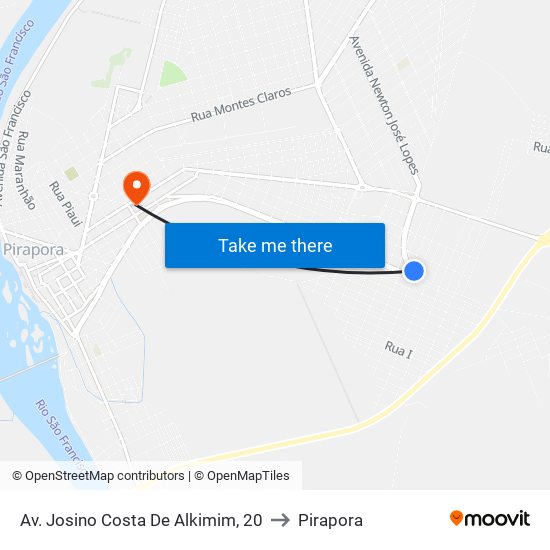 Av. Josino Costa De Alkimim, 20 to Pirapora map