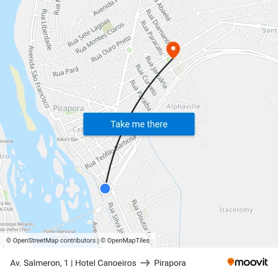 Av. Salmeron, 1 | Hotel Canoeiros to Pirapora map