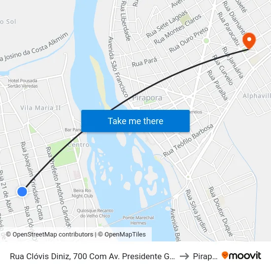 Rua Clóvis Diniz, 700 Com Av. Presidente Getúlio Vargas to Pirapora map