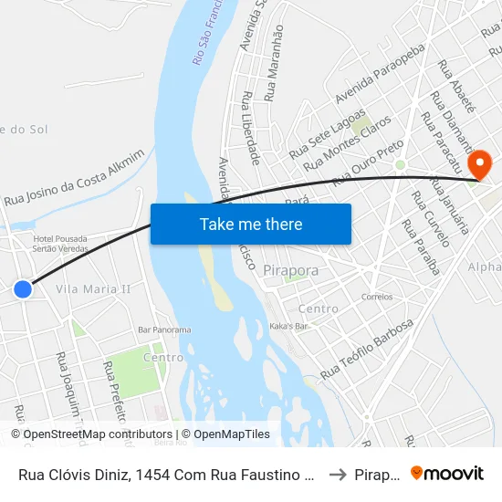 Rua Clóvis Diniz, 1454 Com Rua Faustino Fernandes to Pirapora map