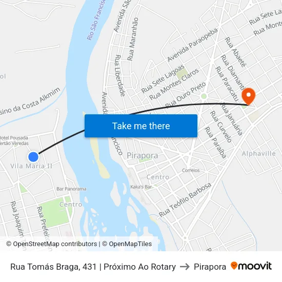Rua Tomás Braga, 431 | Próximo Ao Rotary to Pirapora map