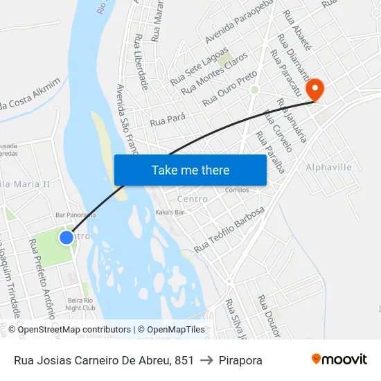 Rua Josias Carneiro De Abreu, 851 to Pirapora map