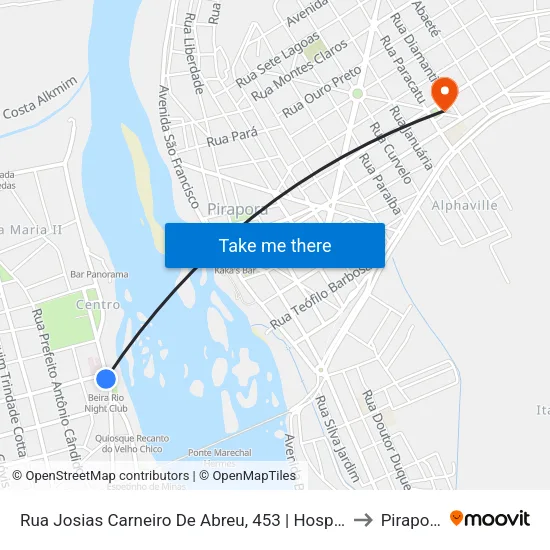 Rua Josias Carneiro De Abreu, 453 | Hospital to Pirapora map