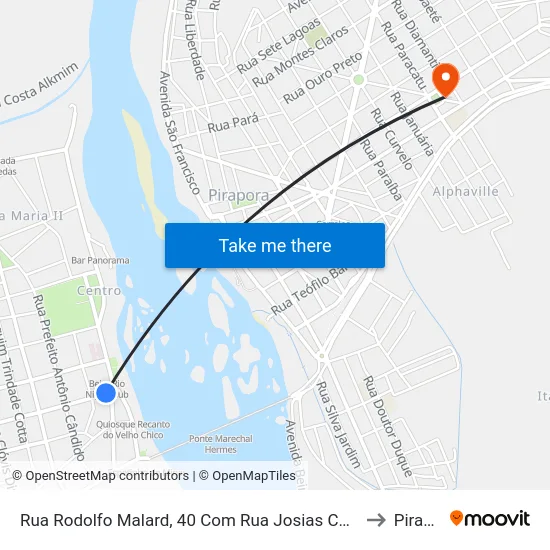 Rua Rodolfo Malard, 40 Com Rua Josias Carneiro De Abreu to Pirapora map