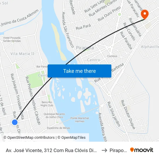 Av. José Vicente, 312 Com Rua Clóvis Diniz to Pirapora map