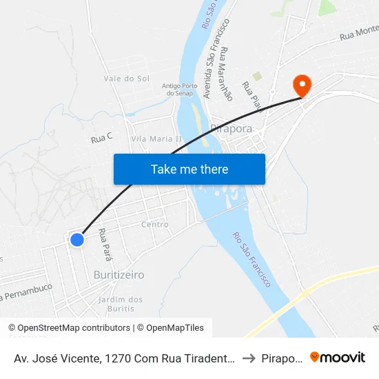Av. José Vicente, 1270 Com Rua Tiradentes to Pirapora map