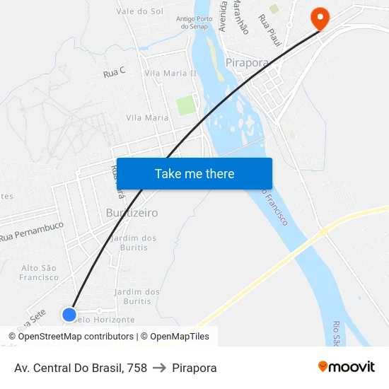Av. Central Do Brasil, 758 to Pirapora map