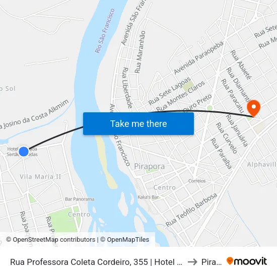 Rua Professora Coleta Cordeiro, 355 | Hotel Pousada Sertão Veredas to Pirapora map