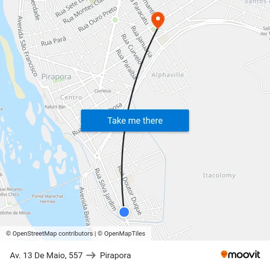 Av. 13 De Maio, 557 to Pirapora map