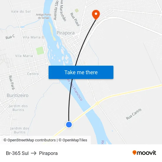 Br-365 Sul to Pirapora map