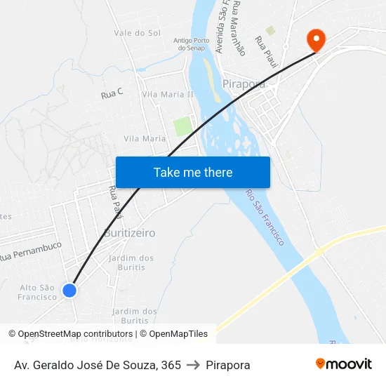 Av. Geraldo José De Souza, 365 to Pirapora map