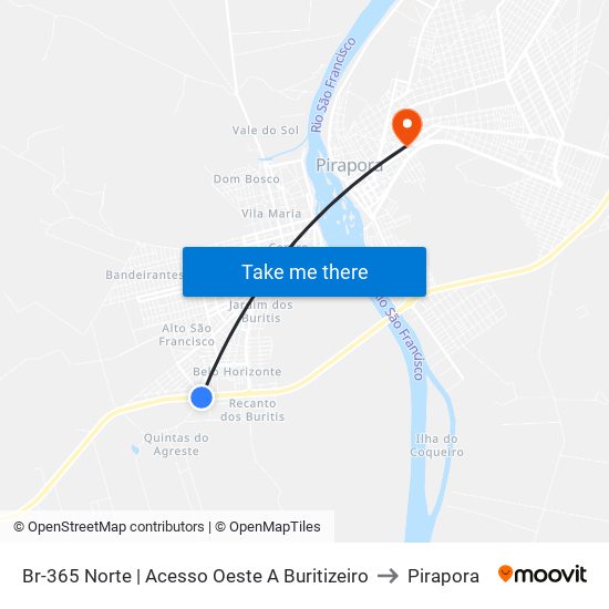 Br-365 Norte | Acesso Oeste A Buritizeiro to Pirapora map