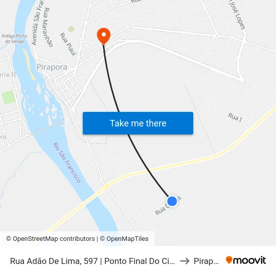 Rua Adão De Lima, 597 | Ponto Final Do Circular A to Pirapora map