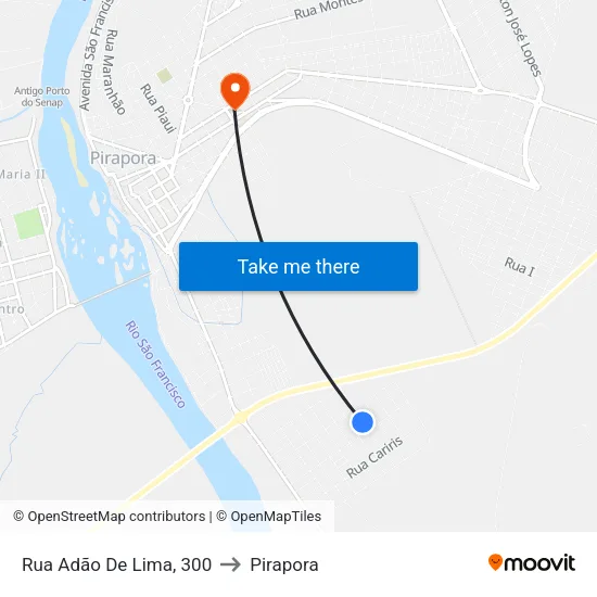 Rua Adão De Lima, 300 to Pirapora map