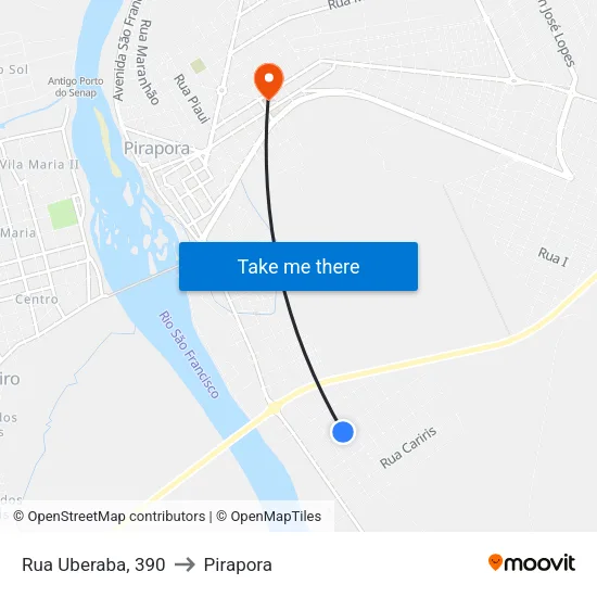 Rua Uberaba, 390 to Pirapora map