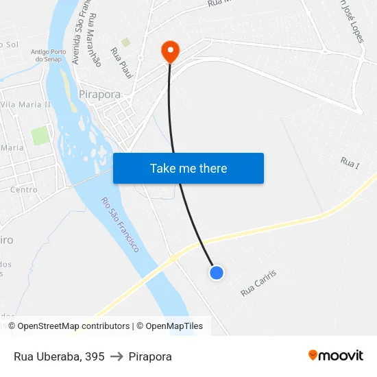 Rua Uberaba, 395 to Pirapora map