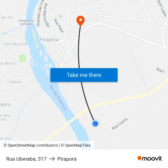 Rua Uberaba, 317 to Pirapora map