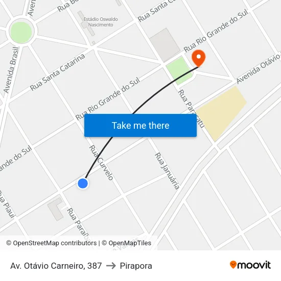 Av. Otávio Carneiro, 387 to Pirapora map