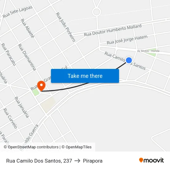 Rua Camilo Dos Santos, 237 to Pirapora map