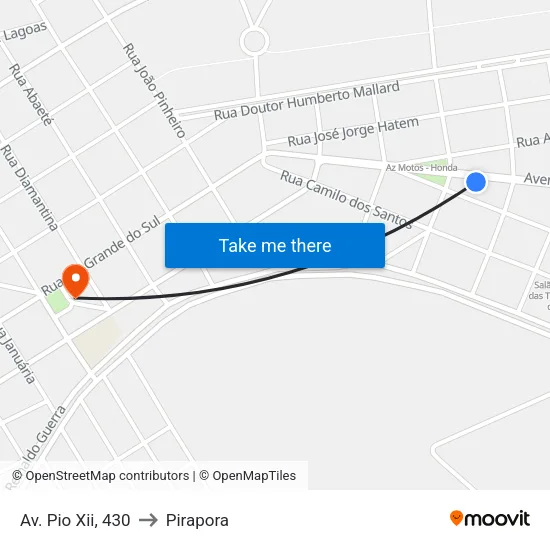 Av. Pio Xii, 430 to Pirapora map