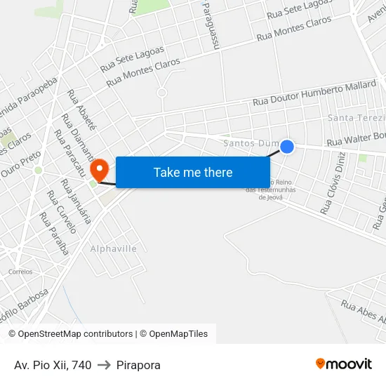 Av. Pio Xii, 740 to Pirapora map