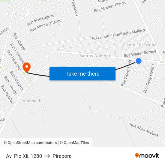 Av. Pio Xii, 1280 to Pirapora map