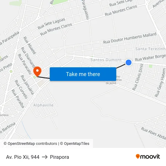 Av. Pio Xii, 944 to Pirapora map