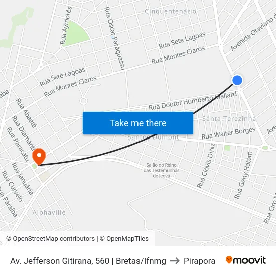 Av. Jefferson Gitirana, 560 | Bretas/Ifnmg to Pirapora map