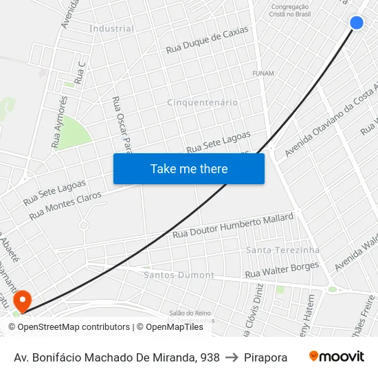 Av. Bonifácio Machado De Miranda, 938 to Pirapora map