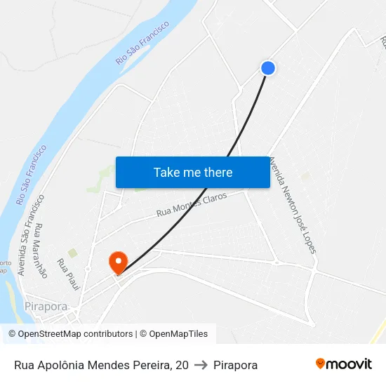 Rua Apolônia Mendes Pereira, 20 to Pirapora map