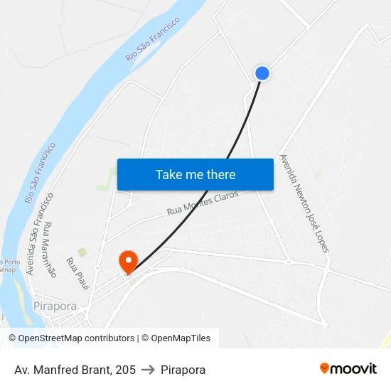 Av. Manfred Brant, 205 to Pirapora map