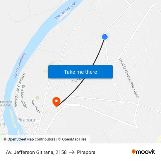 Av. Jefferson Gitirana, 2158 to Pirapora map